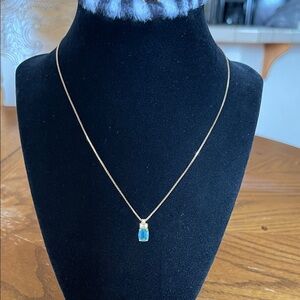 Elegant Gold Necklace with Blue Pendant Monet
